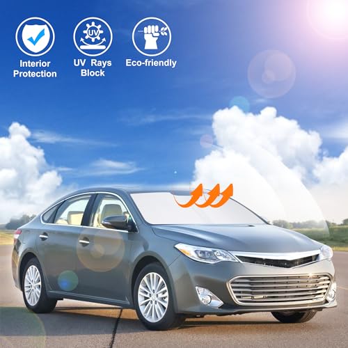 Image of Windshield Sun Shade Custom Fit for 2013-2018 Toyota Avalon Accessories Foldable Sunshade Sun Blocker Protect Car from Sun Rays & Heat Damage Keep Car Cooler