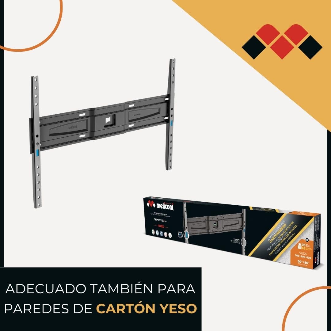 Meliconi Slimstyle Plus 600 S, Soporte TV Pared Fijo también Cartón Yeso