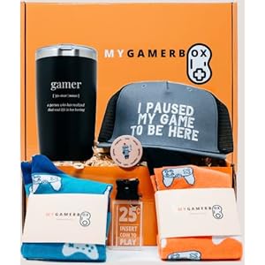 My Gamer Gifts Box – Containing Insulated Tumbler, Gaming Hat, Socks, Cool Pop Socket and Keychain. A Complete Gift Set…