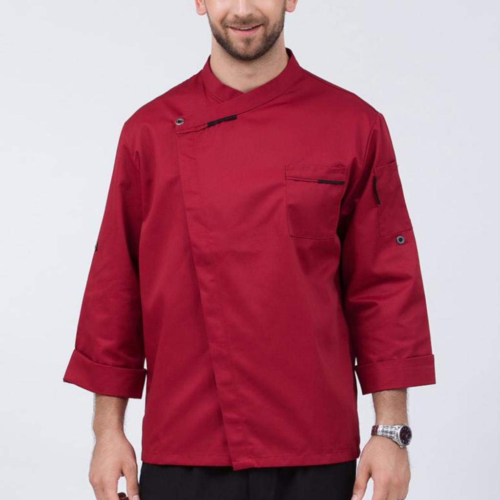 Giacche da cuoco unisex a maniche lunghe, camicia da cucina uniforme, bianco, L