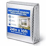 Reflective Window Insulation Foil, Double Side Aluminum Foil Bubble Insulation for Windows, RVs, Garages Door (24in x 10ft)