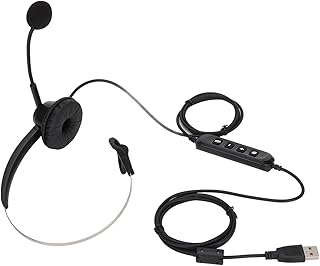H360 USB Telephone Headset, Professional Single Ear Call Center Headphone, with Noise Canceling Mic Mircrophone, for Customer Service Office