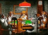 QISPIOD 1000 Piece Jigsaw Puzzles,Dog Playing Poker on The Table Decorative Paintings Fun Puzzle Educational Family Game Toys Adults Home Decoration Colorful Puzzle Gifts