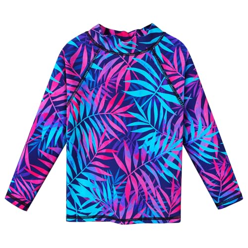 Image of Girls Two Piece Swimsuit Long Sleeve Floral Bathing Suit UPF 50+ Summer Beach Swimwear