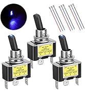 Linkstyle 3PCS Toggle Switch, ON Off Rocker Lighted Toggle Switch 30A 12V DC SPST 2 Position 3 Pi...