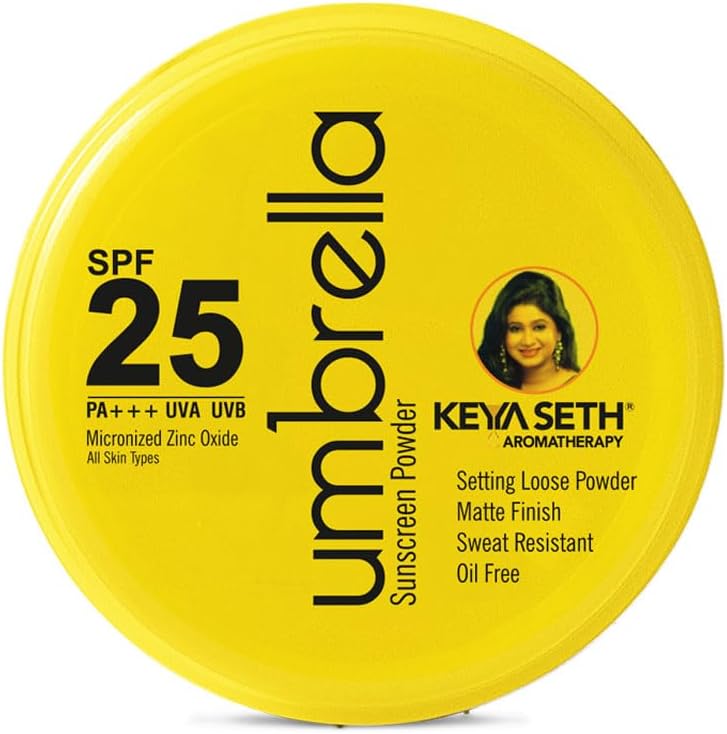 Keya Seth Aromatherapy, Umbrella Sunscreen Powder SPF 25 With UV Protection, Sweat Resistant Formula, Makeup Setting & Finishing Loose Powder, Enriched with Micronized Zinc Oxide For Oily Skin (50gm)
