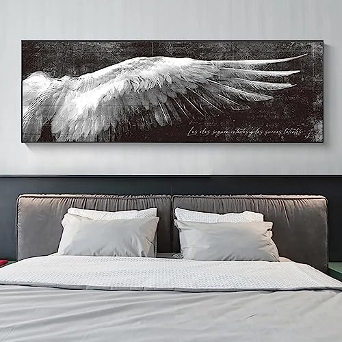 Peinture sur toile blanche et grise 20x45cm avec cadre intérieur pour déco murale