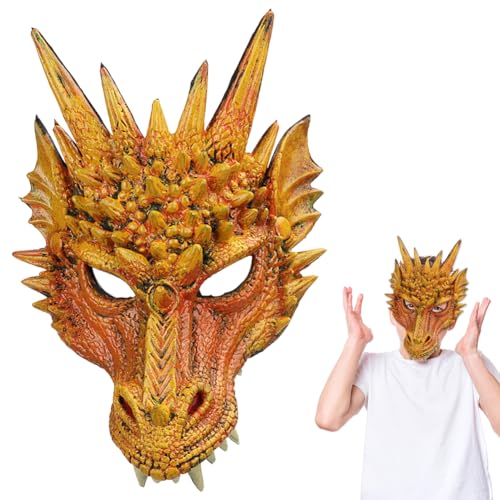 Ya en mundofriki.es: HATFRYF Máscara de Dragón Halloween, 3D Dragón Máscara de Media Cara, Mask de Fiesta de Animal, Disfraz para Halloween, Fiestas, Carnaval, Desfiles, Cosplay Amarillo