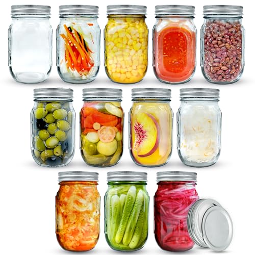 volila Mason Jars with Lids - 12 Pack 490ml Leakproof Glass Jars with Lids for Airtight Seal - Round Mason Jar with Silver 2-Part Lid for Salad, Food Storage, Overnight Oats, Pickling, and Canning volila Mason Jars with Lids - 12 Pack 490ml Leakproof Glass Jars with Lids for Airtight Seal - Round Mason Jar with Silver 2-Part Lid for Salad, Food Storage, Overnight Oats, Pickling, and Canning