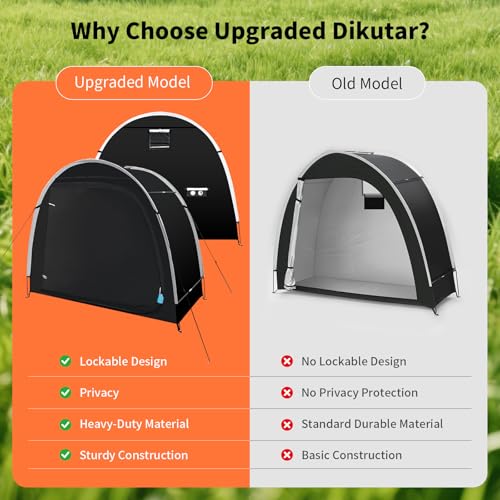Image of Anti-Theft Bike Storage Tent with Lockable Zipper & Security Eyelets, Upgraded PU5000 Waterproof Outdoor Storage Shed for 2 Bikes, Bicycle Motorcycle Garden Tools Shelter (80x32x68 Inches)