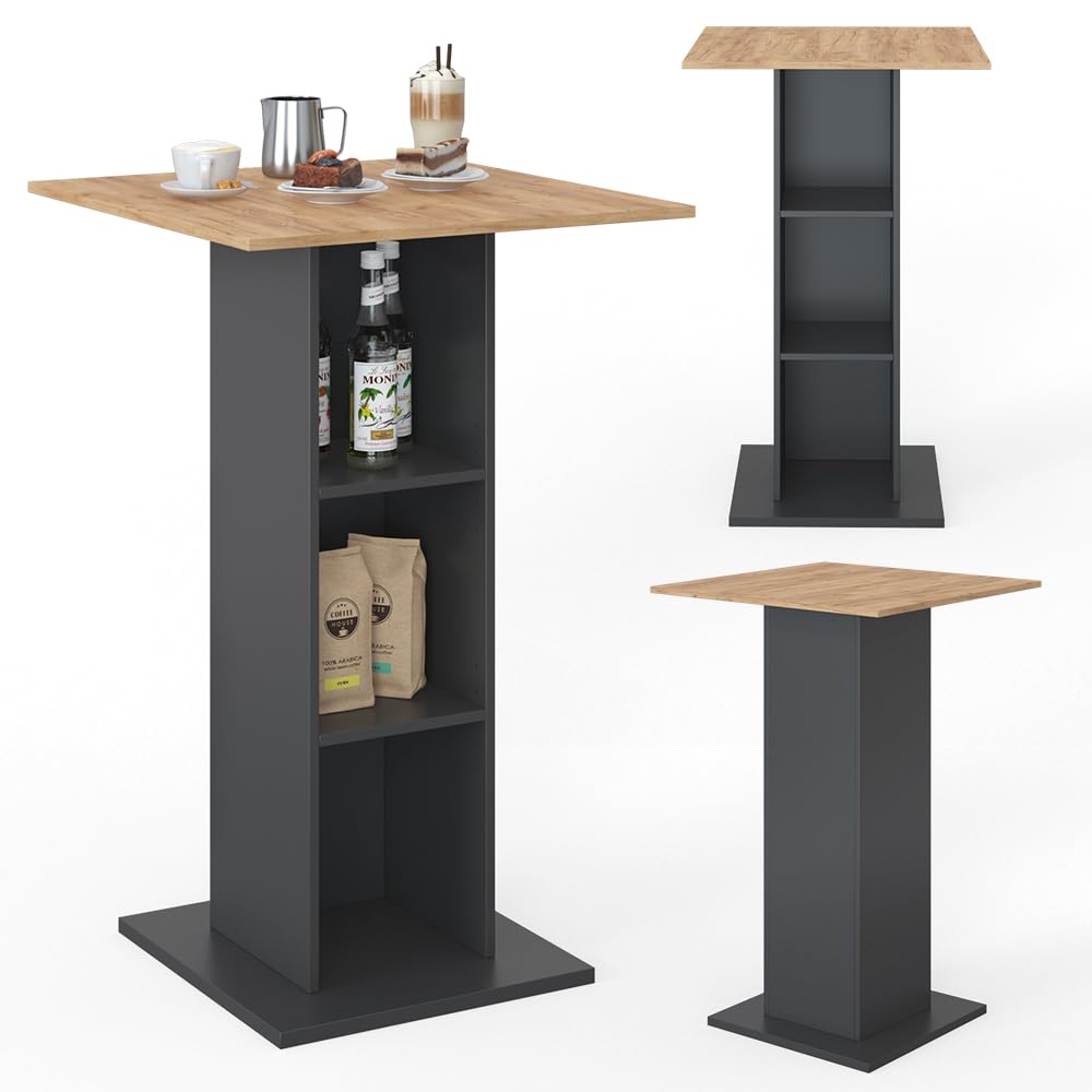 Vicco Bartisch Rodeo, Anthrazit, 70 x 70 cm, als Stehtisch nutzbar, platzsparend für kleine Bereiche