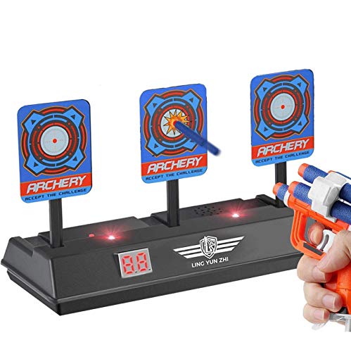 Meiqils Cible pour Nerf, Enfants Réinitialisation Automatique Prise de Vue Électronique Scoring Cible Target Jouet avec Écran LCD Effet Sonore Léger pour Nerf Soft Bullets Jeux de Tir