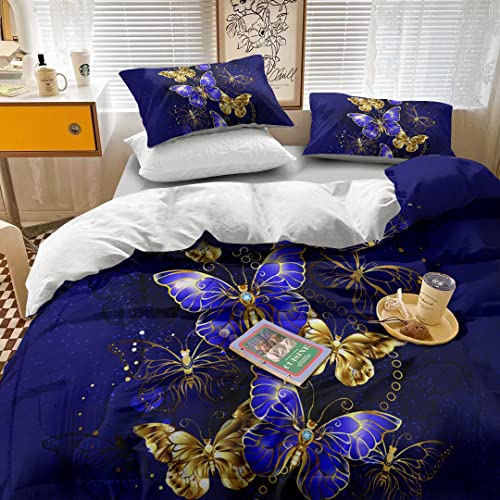 Milanket Butterfly Comforter Set King Size, 3Pcs Purple Butterfly Bedding Sets For Adult, Microfiber Soft Bed Set With 1 Comforter And 2 Pillowcases #TOP1