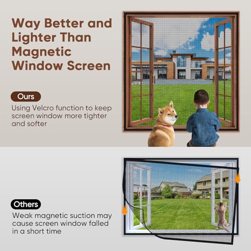 MYPIN Self-Adhesive Cat Window Guard Screen, Reinforced Mesh with Ruler/Knife/Stapler, DIY Cat-Proof Protection up to 51"x59", Flat Window Nets to Keep Cats Safe Indoors - Image 3