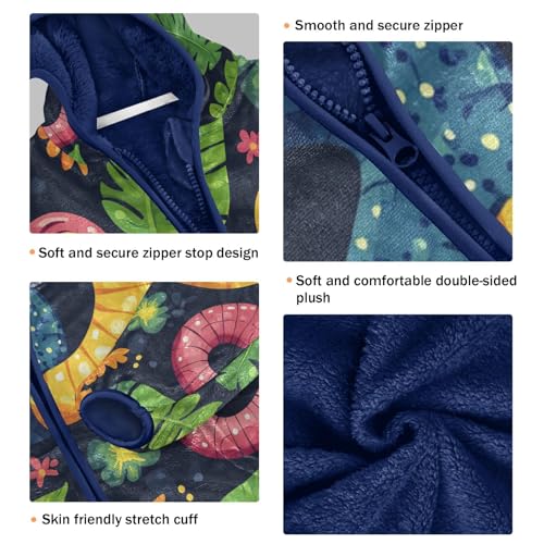 Cartoon Cute Snake Pattern Toddler Fleece Jacket Girl Boys Hooded Fleece Jacket Coat Warm Outwear Zip-up 3-10T3