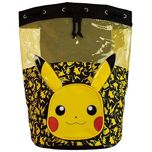 Pokemon Drawstring Bag | Pikachu Backpack With 3D Ears | Boys Swim Bag | Official Pikachu Merchandise | One Size Black3