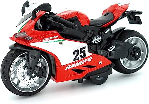 Image of FEXXA Police Motorcycle Toy - Pull Back Motorcycle Toys, Tiny Gift with Music Lighting, Latte Motorcycles Toy for Kids Boys Age 3-8 Year Old [NEW] (R1-RED)