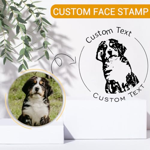 Custom Pet Portrait Stamp, Personalized Cat Dog Face Self Inking Rubber Stamper Customized Inked Stamp Pet Memorial Gift Gift Idea for Pet Lover Christmas Valentine's Day Gift