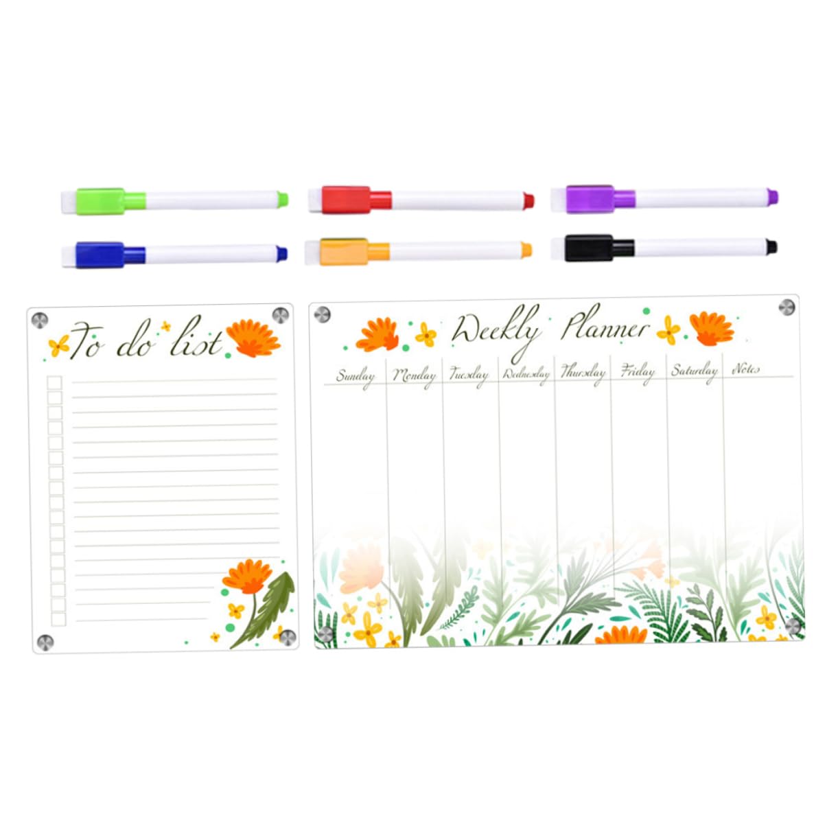 Uonlytech Lavagna Magnetica Trasparente Magnetica Calendario Settimanale Cancellabile in Acrilico per e Promemoria per Frigorifero