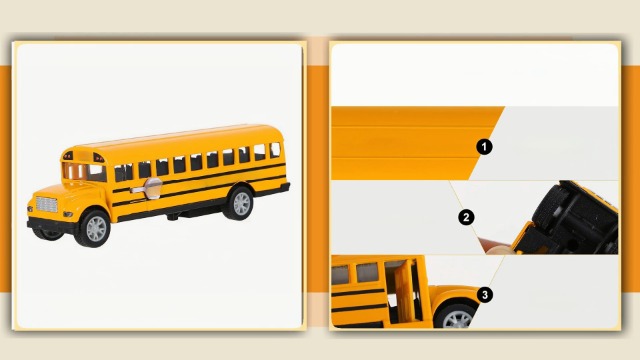 NUOBESTY 1:32 Schulbus Spielzeug – Orange, Pull-Back-Action, Kein Batteriebedarf