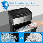 BONSEN 12-Sheet Micro Cut Paper Shredder for Home Office Use, High Security Level P-4 /55dB Ultra-Quiet/40-Minutes Shredding Shreds Credit Card/Staples, 5.3-Gallons Pullout Bin (S3106) | 40-Minutes Running Time, 55 dB Ultra-Quiet with Anti-Jam, Shred