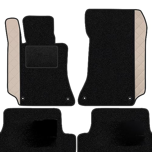 moto-MOLTICO Fußmatten Auto Velours Autoteppiche Schwarz Automatten Set 4-teilig - Auffälliges...