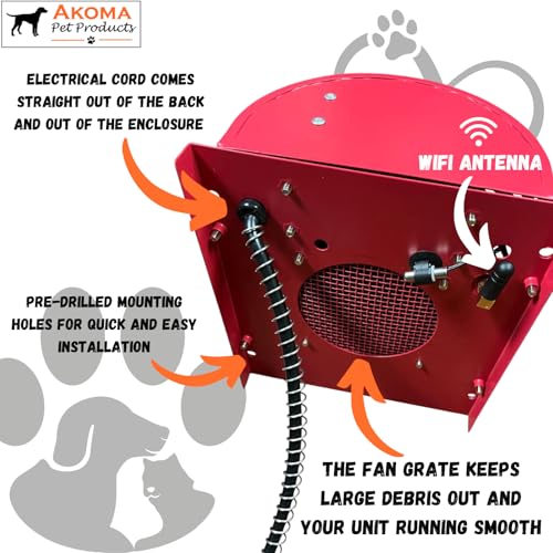 Hound Heater Akoma Dog House Heater, Outdoor Pet Furnace 400w - for Most Dog Houses (400W - WiFi - C