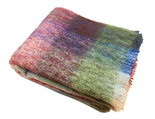 Biddy Murphy Ultra Soft Irish Mohair & Wool Throw Blanket Made in Ireland 54x72 Plaid Multicolor