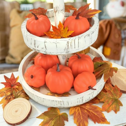 Image of Ghrdopy Fake Pumpkins, 7 Pcs Orange Artificial Pumpkins, Plastic Pumpkins for Thanksgiving Party Table Centerpiece Autumn Home Decoration-A