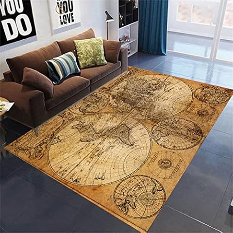 Xisnuient 3D Retro World Map Rug Cover