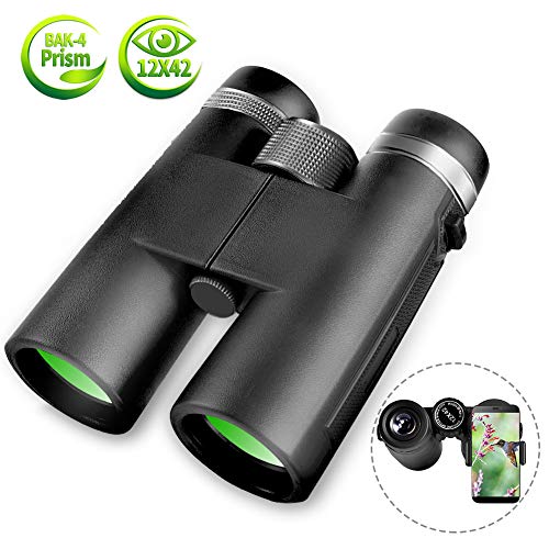 Binoculars for Adults, 12x42 BAK4 Roof Prism FMC Lens, Compact Professional HD Binoculars