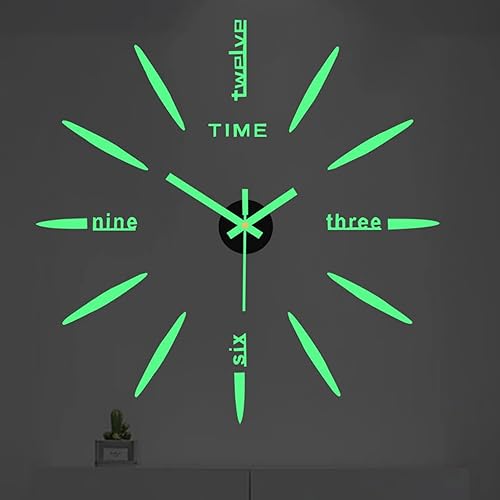 Miniatura 2 de Reloj de pared luminoso 3D DIY, moderno, autoadhesivo, sin marco, grandes calcomanías de reloj de pared que brillan en la oscuridad para sala de