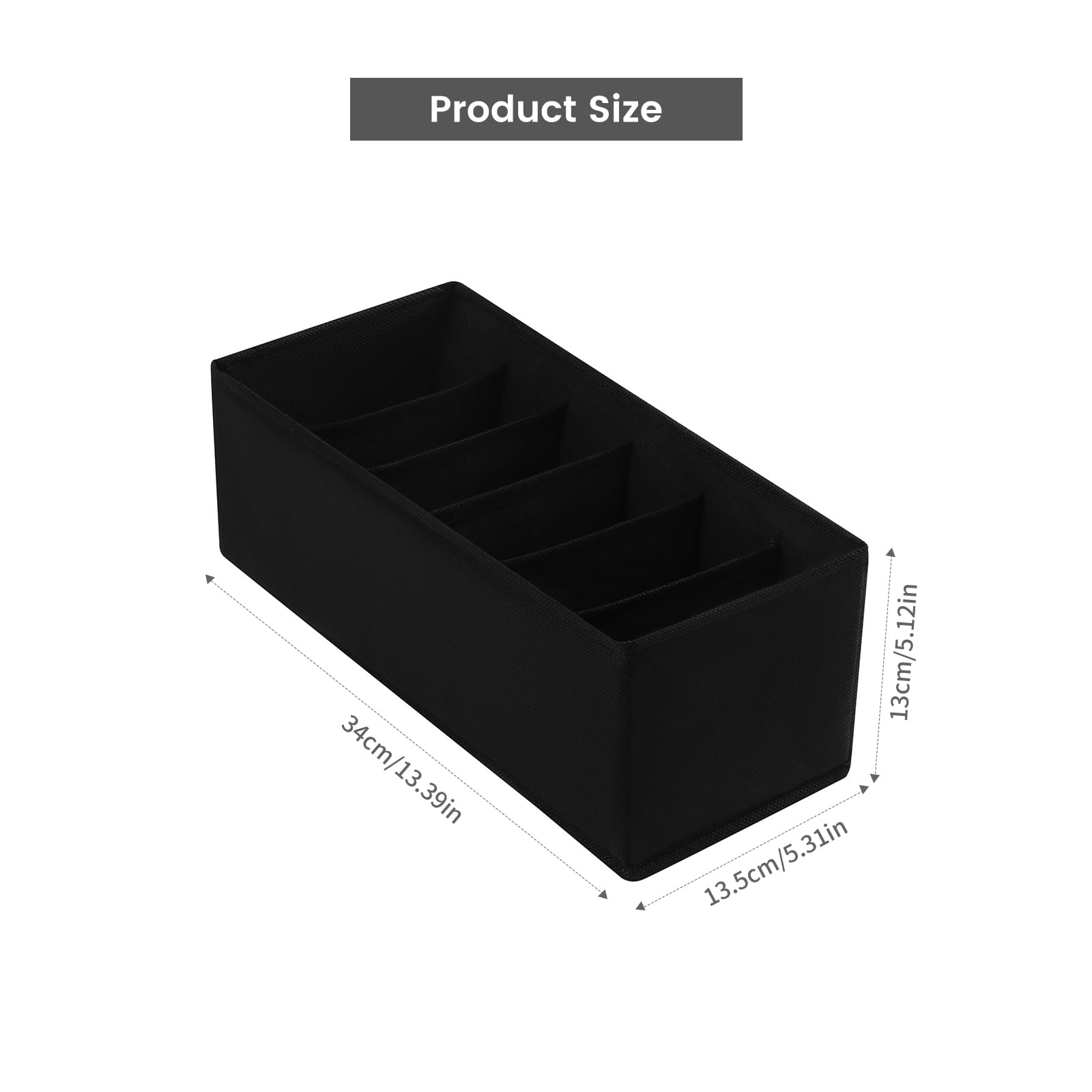 Gürtel-Organizer aus Stoff mit 6 Fächern pro Organizer, faltbare Schubladen-Organizer für Schrank und Schublade, Gürtel und Krawattenhalter, Schwarz, 3 Stück