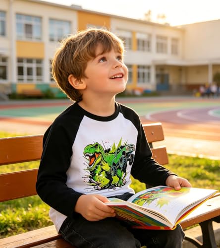 Image of Boys Construction Long Sleeve Raglan T-Shirt for 2-6 Years