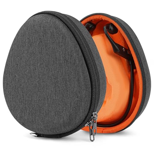 Geekria Funda protectora para auriculares de conducción ósea, bolsa de transporte rígida de repuesto con almacenamiento de cables, compatible con Rumatas, Wigfar, Eyancotoi, Purerina (gris oscuro)