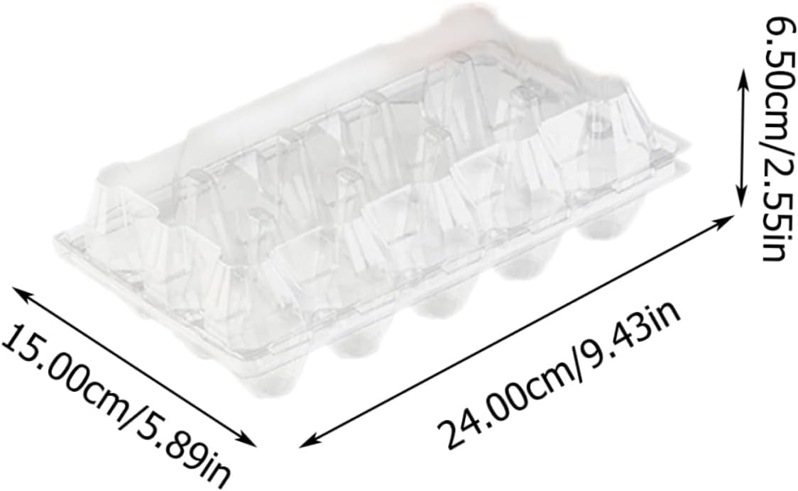 15-Pack PET Egg Storage Trays Household Egg Organizer Lid Plastic Displaying Container for Kitchen and Refrigerator
