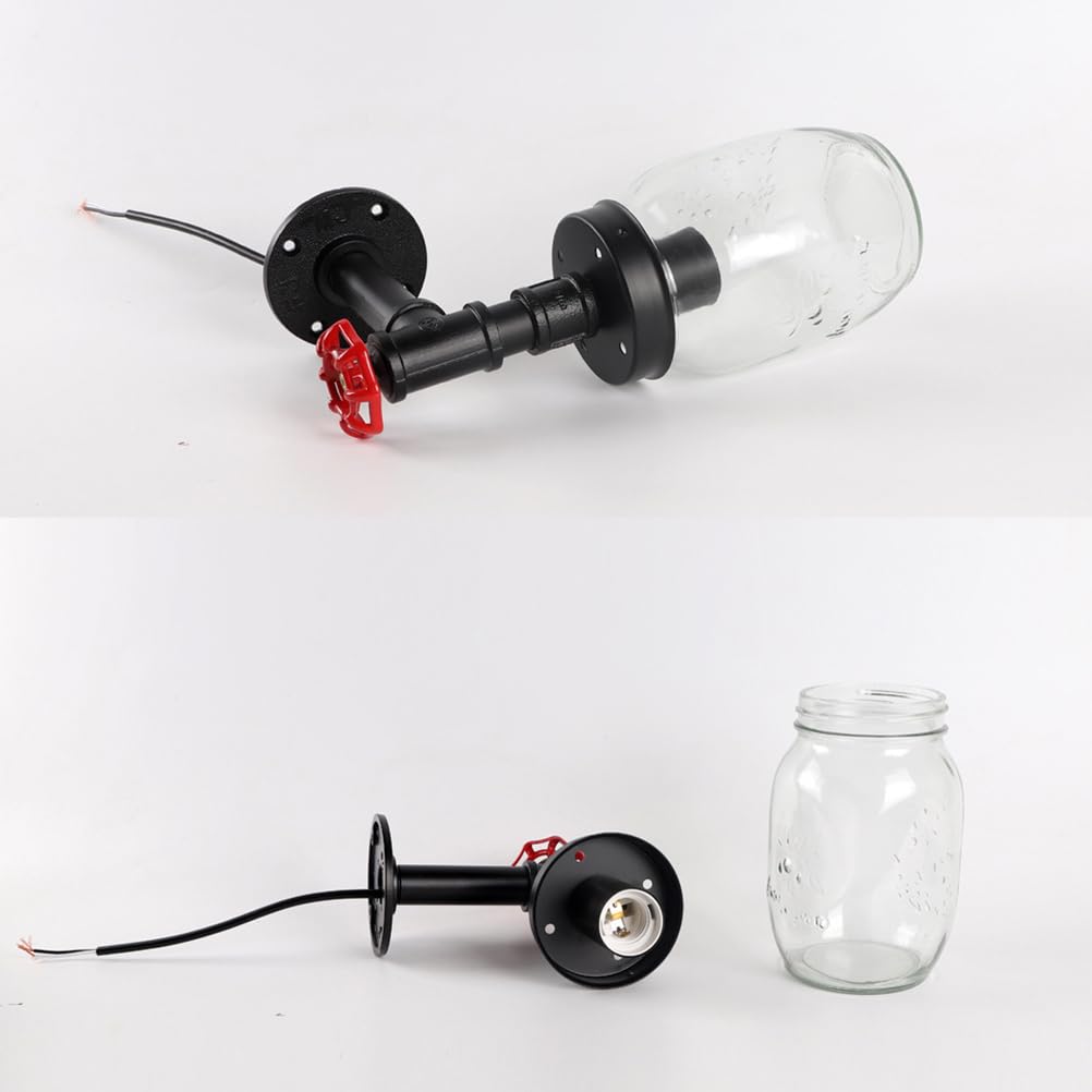 Szklana lampa ścienna Vintage Industrial Water Pipe Wall Lamp E27 Wewnątrz Czarna, dekoracyjna lampa w stylu retro Water Pipe z metalu do sypialni, salonu, stolika nocnego, schodów, korytarza, oświetl