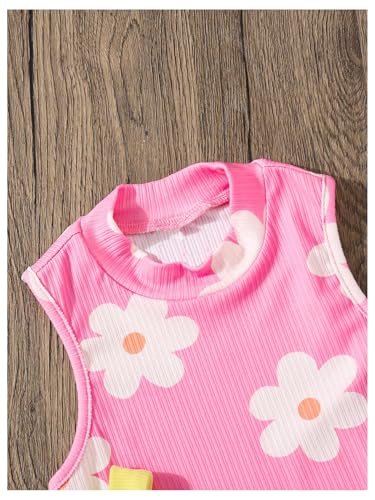 Image of OYOANGLE Toddler Girl's 4 Pack Ribbed Knit Crop Tank Tops Set One Shoulder Summer Camisole