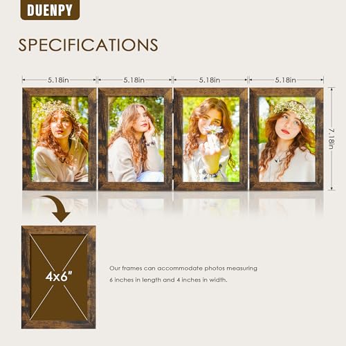 Image of DUENPY 4 Folding 4x6 Accordion Wood Frame Plexiglass Brown