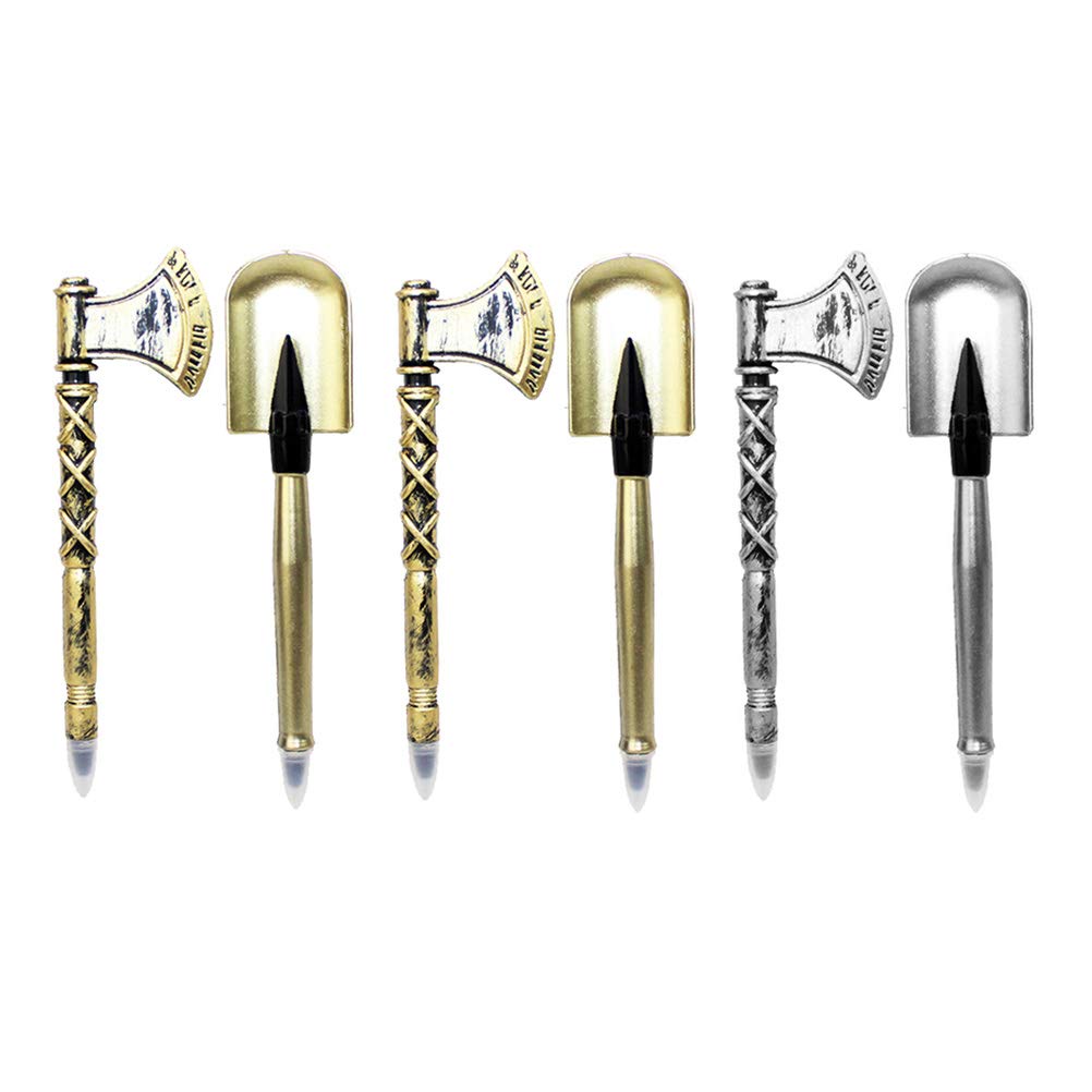 NUOBESTY Axe Spade Shape Ball-Point Pen Creative Ballpoint Pens Stationery for Home School Office （Random Style，6PCS ）
