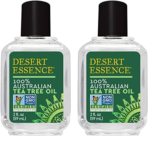 Desert Essence 100% Australian Tea Tree Oil Therapeutic Grade Essential Oil - Skin Cleansing, Clarifying, Soothing - Refreshing Air - Skin Care, Hair Care, Powerful Green Clean - Vegan, Non-GMO - 2oz