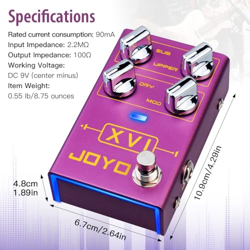 Image of JOYO Polyphonic Octave Guitar Pedal, Independent Sub & Upper Octave with MOD Modulation Effects & Dry Blend, True Bypass (XVI R-13)