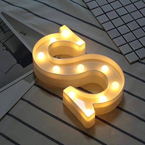 Image of NYRWANA DELIVERING SMILES IN INIDA 8.6 inch inch Battery Powered LED Marquee Letter /Alphabet Warm White Lights (Letter - S, White)Pack of 1