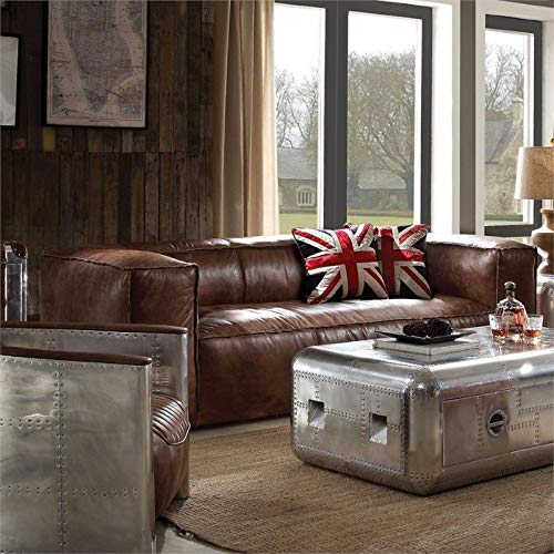 ACME Furniture レザーオットマン ブラウン OAKS LEATHER STOOL