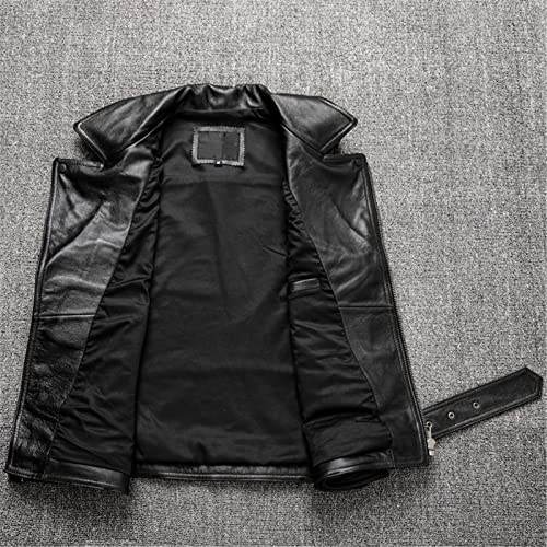 Chaleco de cuero de moto sin mangas con cremallera diagonal L 2