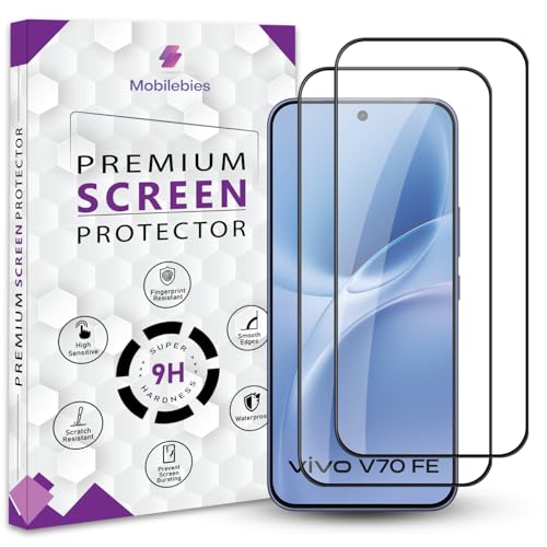 Image of Premium Tempered Glass Screen Protector Guard For Vivo V70 FE 5G (6.83 Inch, Pack of 2) | Edge to Edge Coverage With Easy to installation kit