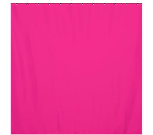 Miniatura 1 de Juego de cortinas de ducha modernas de tela impermeable rosa y blanco intenso para baño con ganchos, 72 x 72 pulgadas