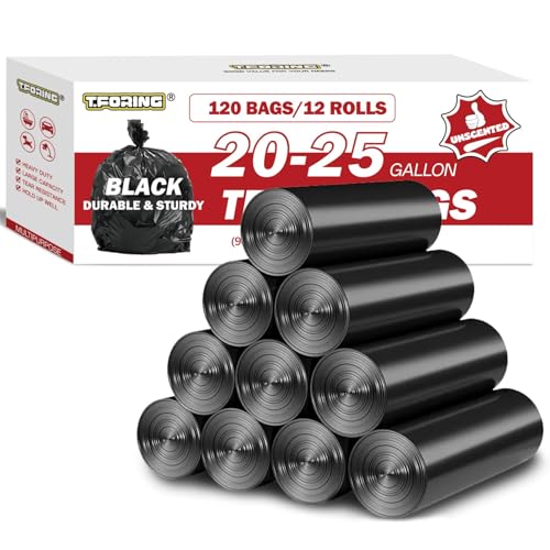 Image of 20-25 Gallon Trash Bags Unscented, 30'' x 33'', Black, 120 Count | Large 20+ Gal Garbage Bag,Plastic Can Liners,Fit 75 - 93 Liter Bins,Multipurpose for Home, Office, Daily Household Use