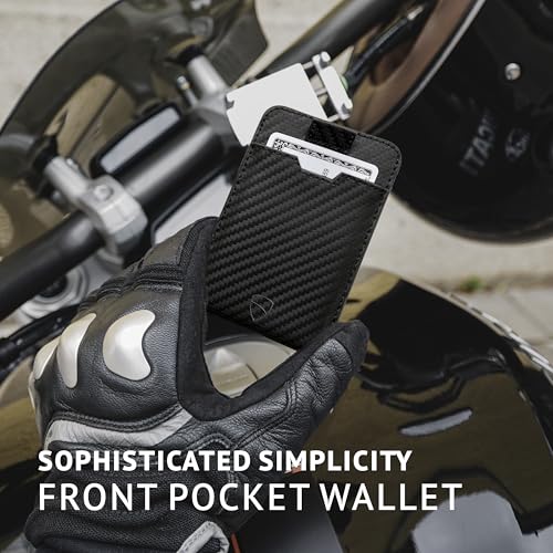 Image of Vaultskin CHELSEA Slim Minimalist Leather Mens Wallet with RFID Blocking, Front Pocket Credit Card Holder (Carbon Black)