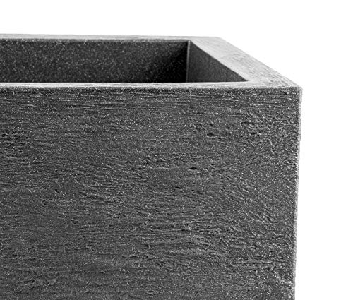 BigDean Pflanzkübel 39x39 cm groß - Granitstein-Optik in Anthrazit - Für Außen, frostsicher & wasserdicht - XXL Pflanztopf, Blumenkübel, Blumentopf für Terrasse & Balkon